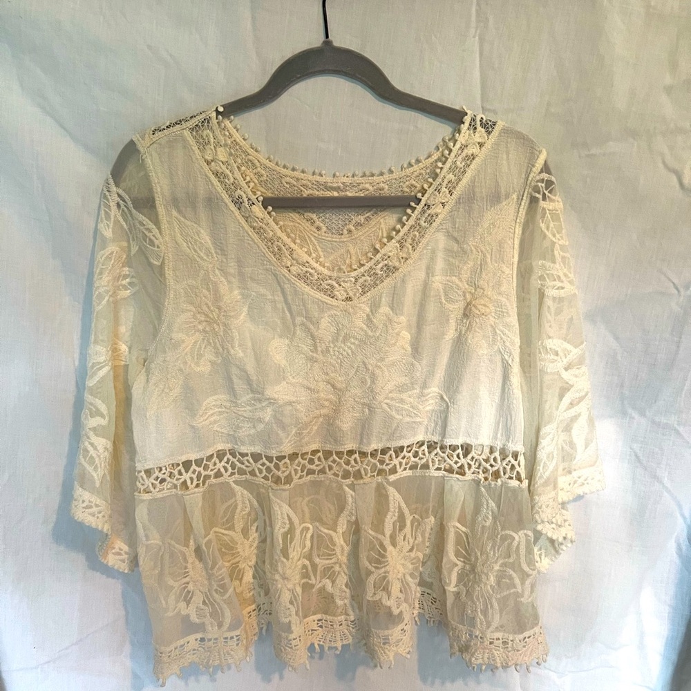 Elegant Cream Lace Women's Top